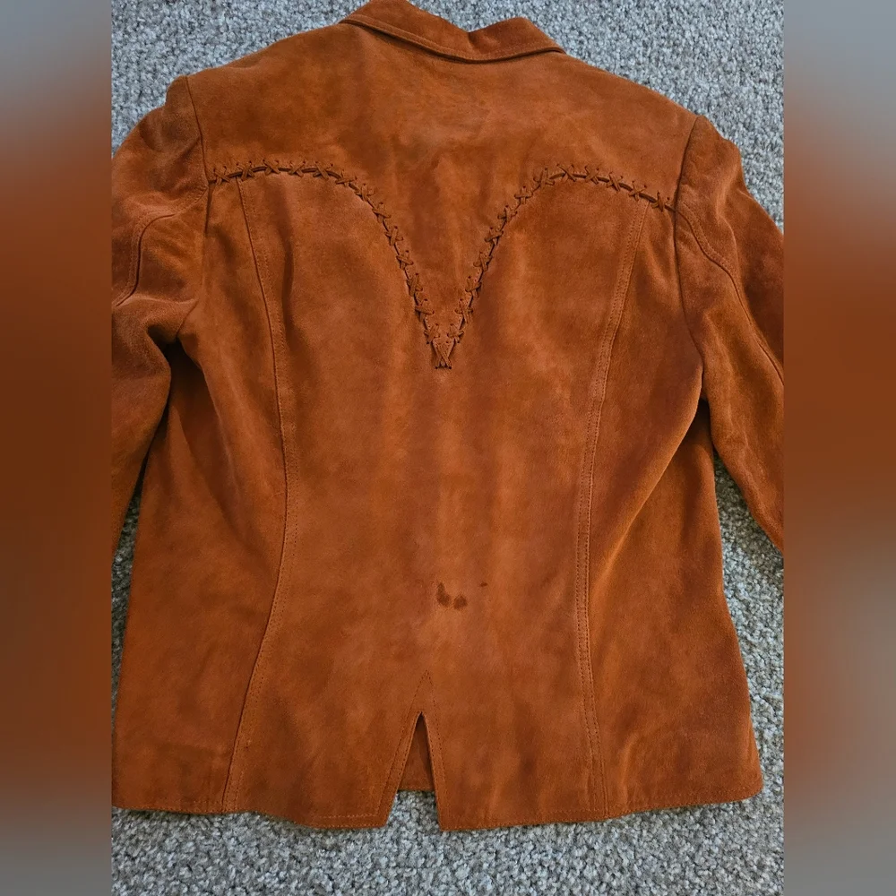 Vintage Double D Ranch Burnt Orange Suede Leather Southwestern Jacket S - Picture 4 of 9